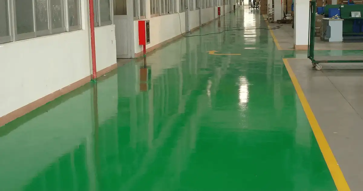A factory floor professionally covered and marked with epoxy flooring in Miami, FL
